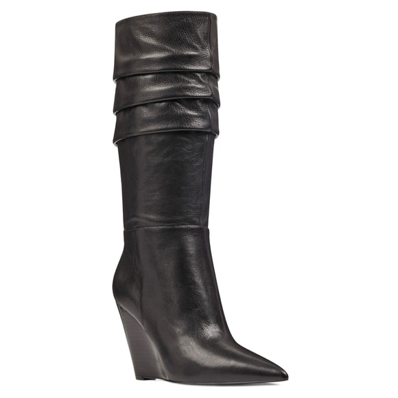 Nine West Shoes - Nine West Vernese Scrunched Leather Wedge Boots